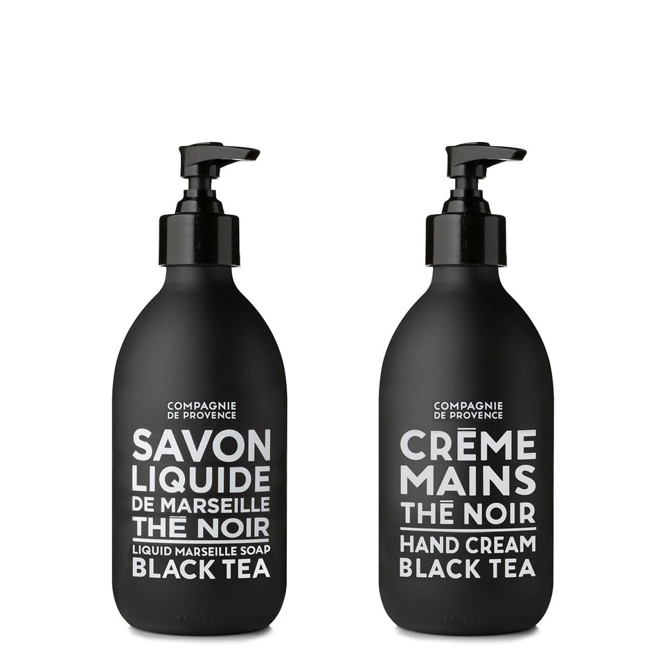 La Compagnie de Provence front packaging showing duo set, elegant presentation and eco packaging benefit