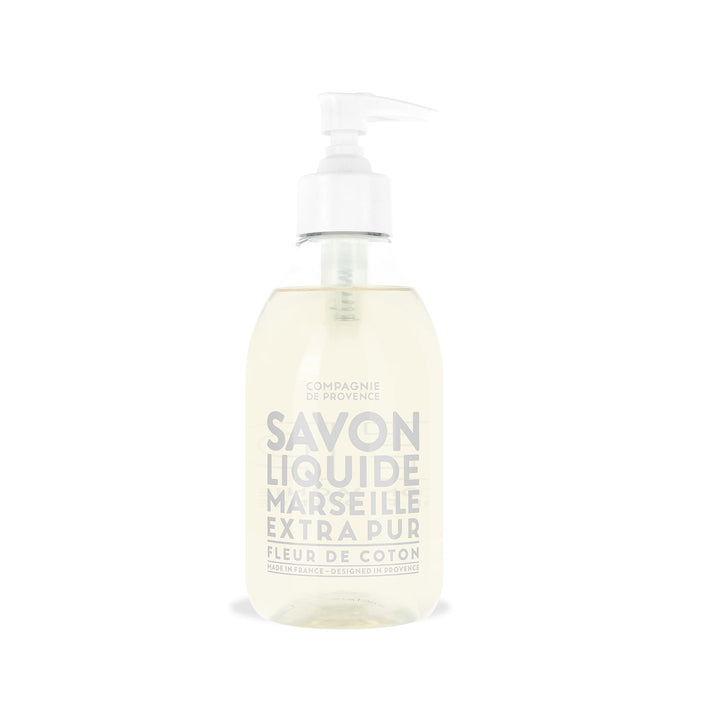 La Compagnie de Provence front packaging showing 10 fl oz pump bottle and clean design benefit