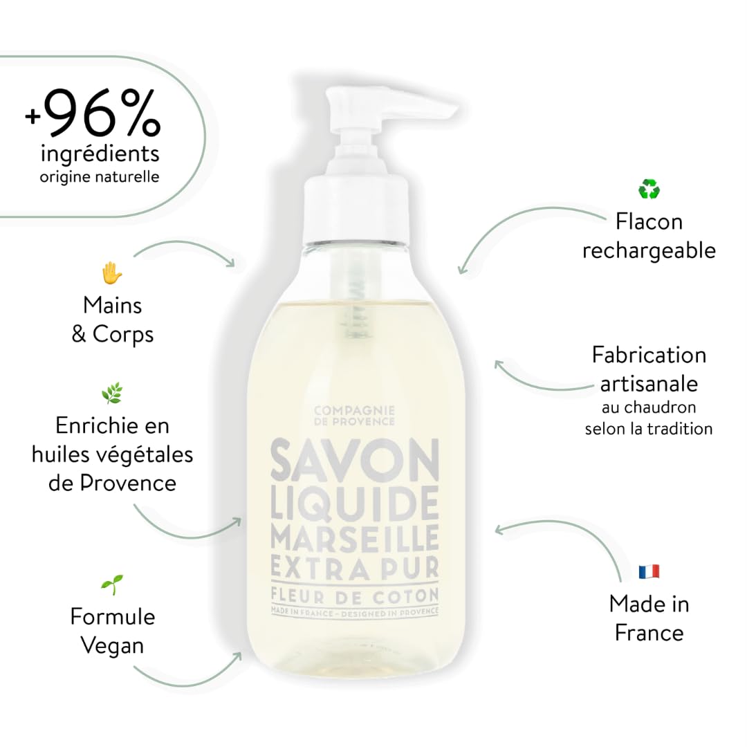 La Compagnie de Provence close-up pump detail for easy dispensing and hygienic use benefit