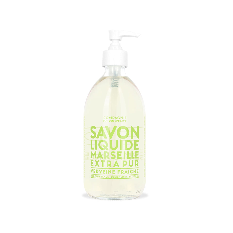 La Compagnie de Provence glass bottle front view showing label and elegant pump, premium look