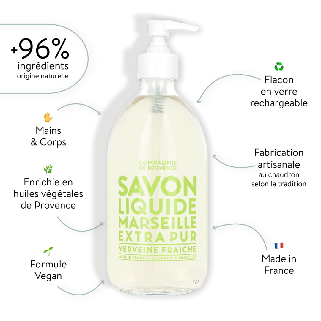 La Compagnie de Provence pump dispensing light foam, demonstrates gentle cleansing benefit