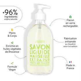 La Compagnie de Provence pump dispensing light foam, demonstrates gentle cleansing benefit