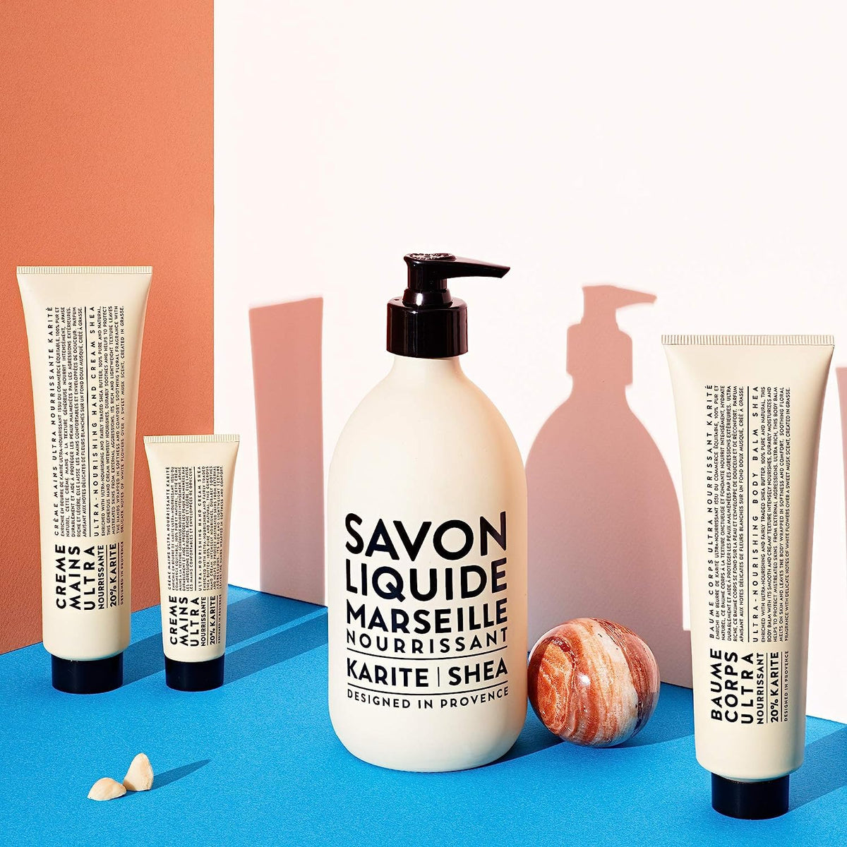 La Compagnie de Provence ingredient label close-up listing shea and coconut oil benefits