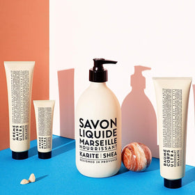 La Compagnie de Provence ingredient label close-up listing shea and coconut oil benefits