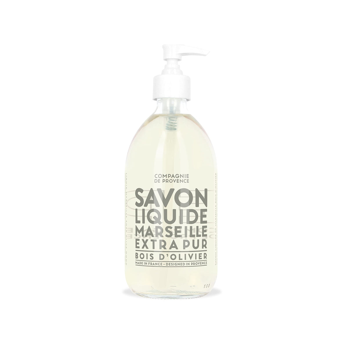 La Compagnie de Provence front packaging glass pump showing elegant label and benefit