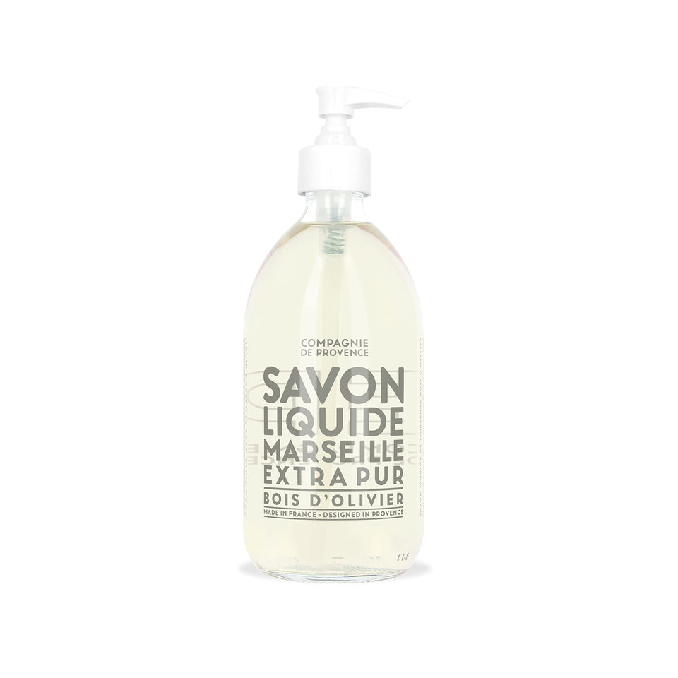 La Compagnie de Provence front packaging glass pump showing elegant label and benefit