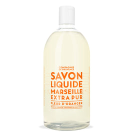 La Compagnie de Provence front bottle showing orange blossom refill and clear branding benefit: easy refill