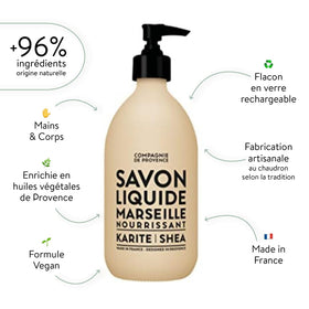 La Compagnie de Provence pump dispenser detail highlighting easy refill and durable design