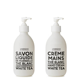 La Compagnie de Provence front packaging showing soap and cream, elegant and practical