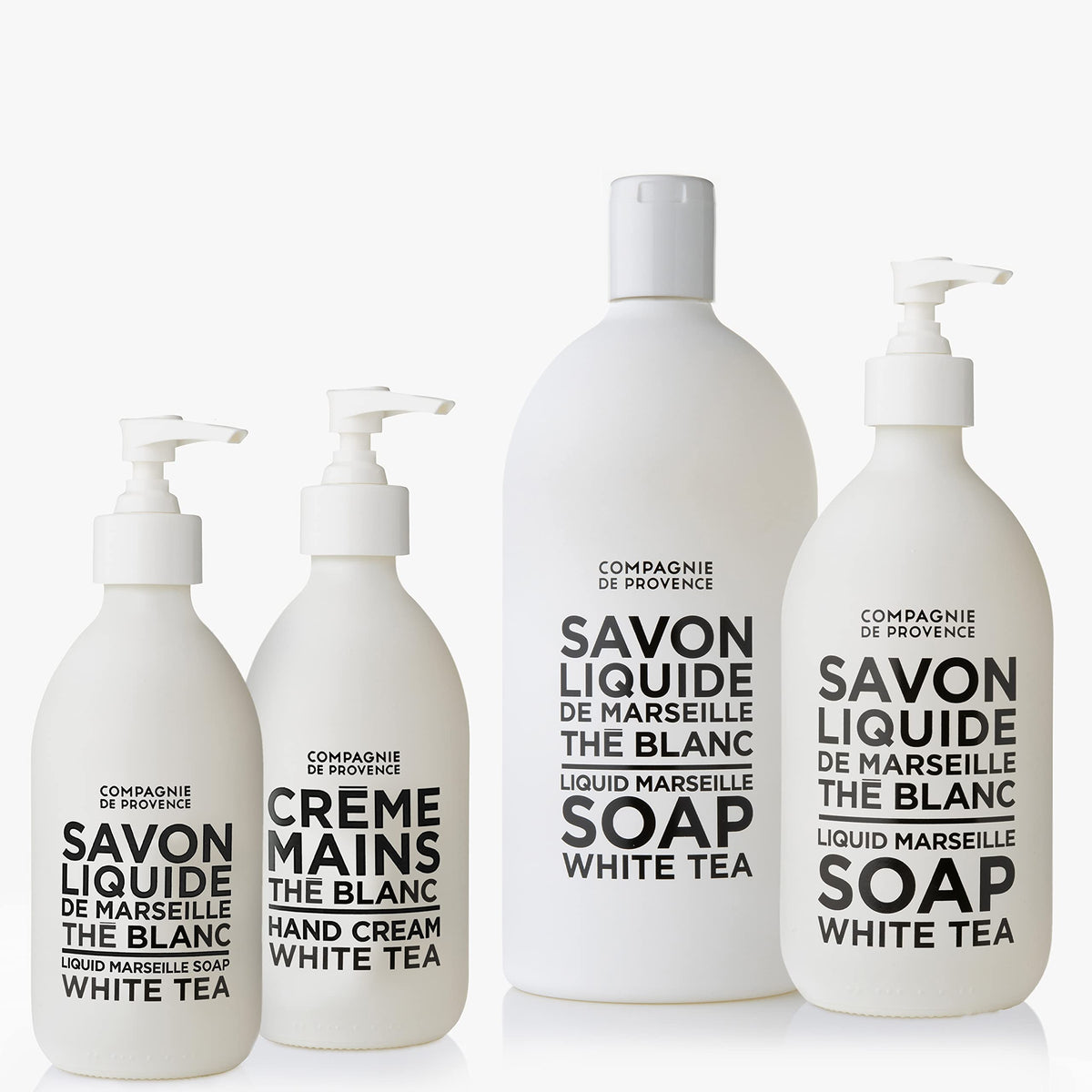 La Compagnie de Provence pump and label detail showing lacquered finish and durable dispenser, ensures easy dosing