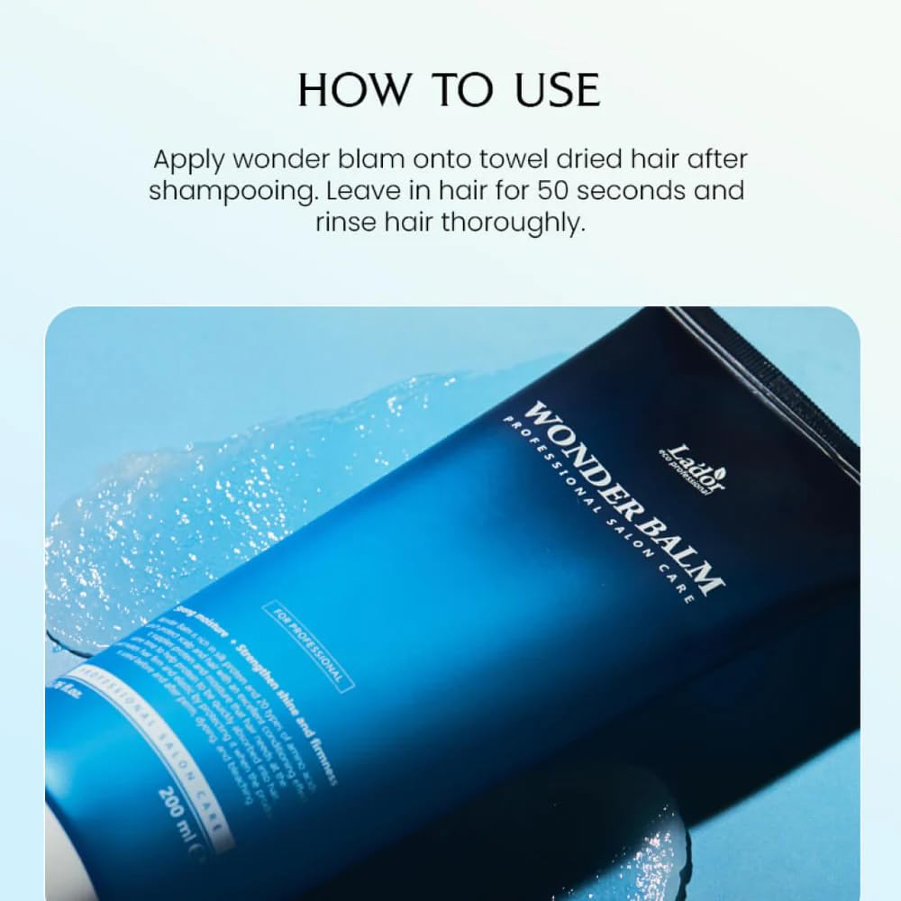 LA'DOR applying balm to damp hair demonstrating detangling and smoothing