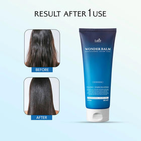 LA'DOR ingredient label close-up showing keratin, ceramide and amino acids benefits
