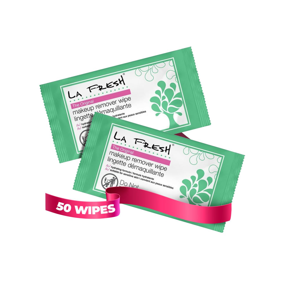 LA Fresh front packaging showing 50-count travel-ready wipes and benefits