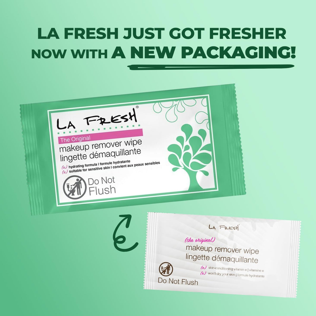 Label close-up of LA Fresh ingredients showing vitamin E and safe formulation