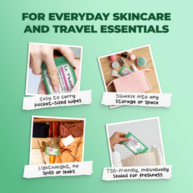 LA Fresh wipes beside a purse showing compact travel size and portability