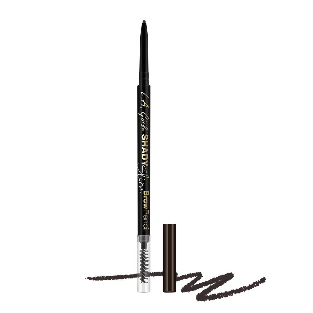 L.A. Girl Shady Slim Brow Pencil front view showing slim tip and travel-ready benefit