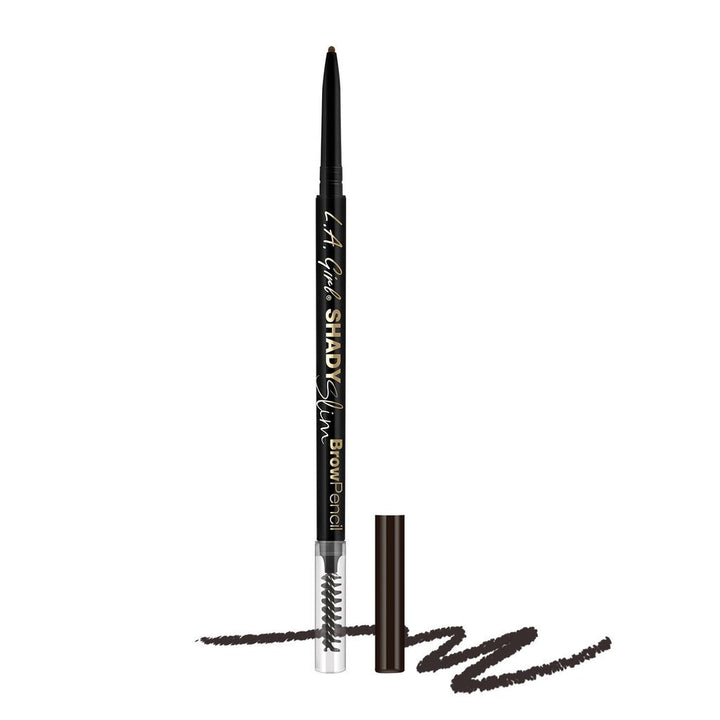 L.A. Girl Shady Slim Brow Pencil front view showing slim tip and travel-ready benefit