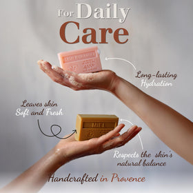 La Maison du Savon creamy lather in hand demonstrating gentle effective cleansing