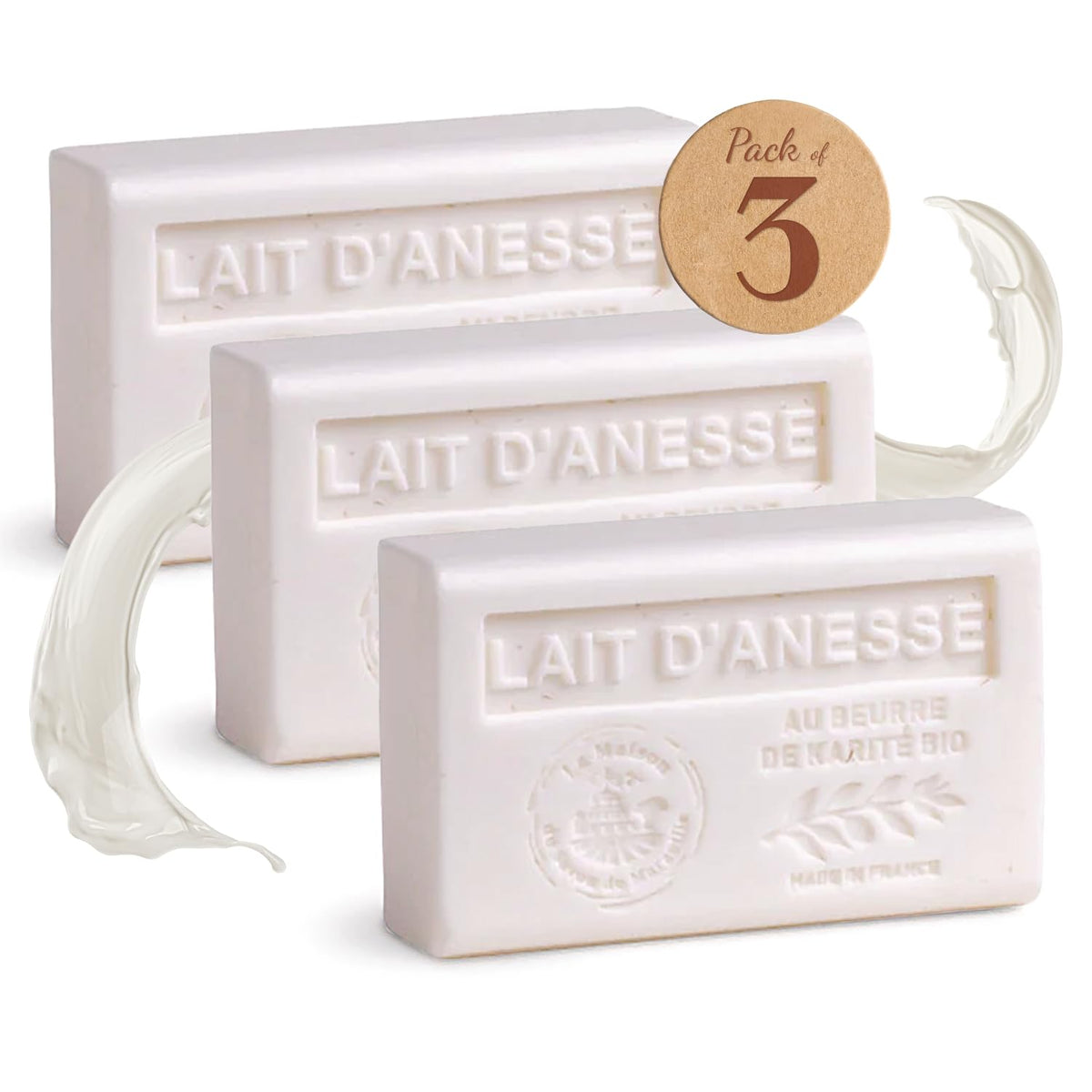 La Maison du Savon front packaging trio showing three bars and brand authenticity