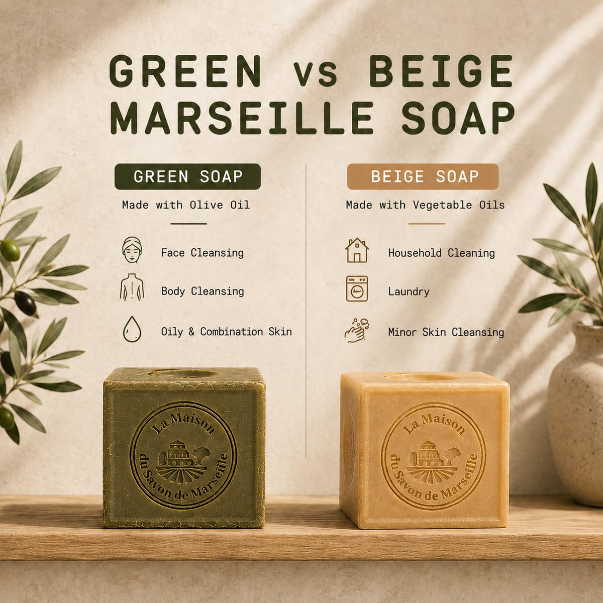 La Maison du Savon soap on bathroom shelf suggesting minimalist routine