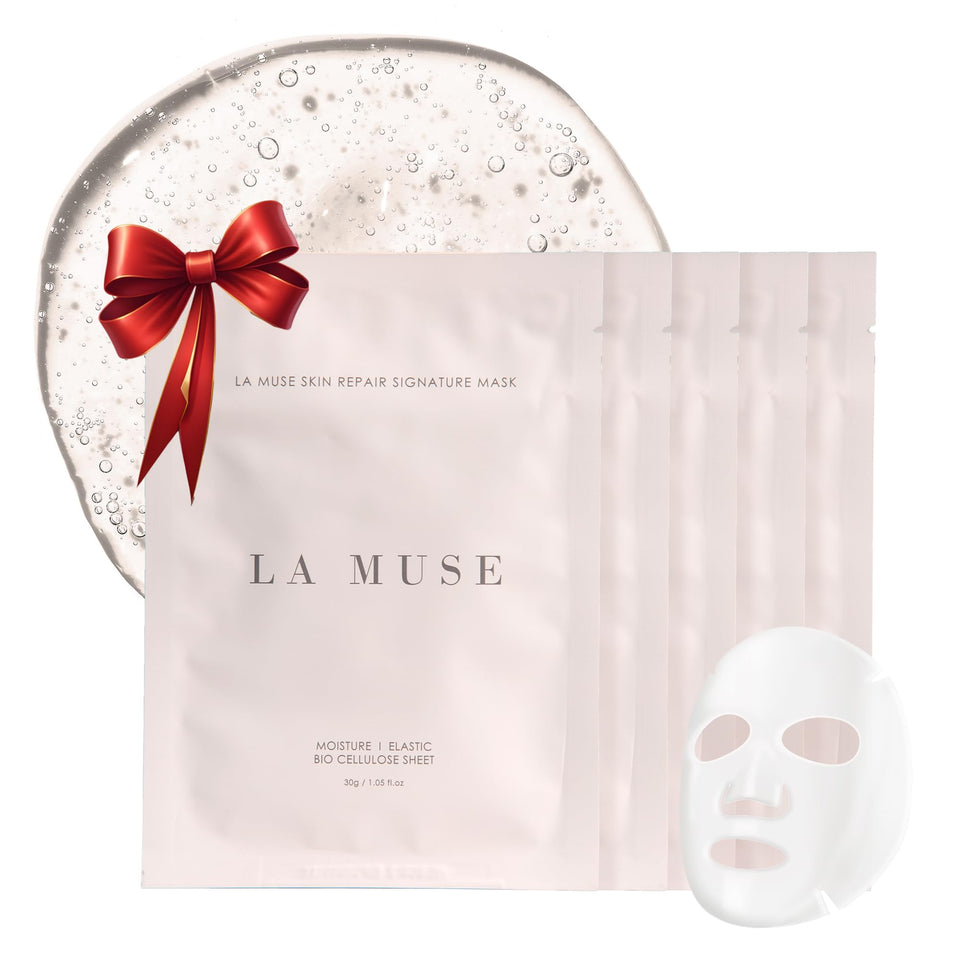 LA MUSE front packaging showing five mask sachets and clear benefits
