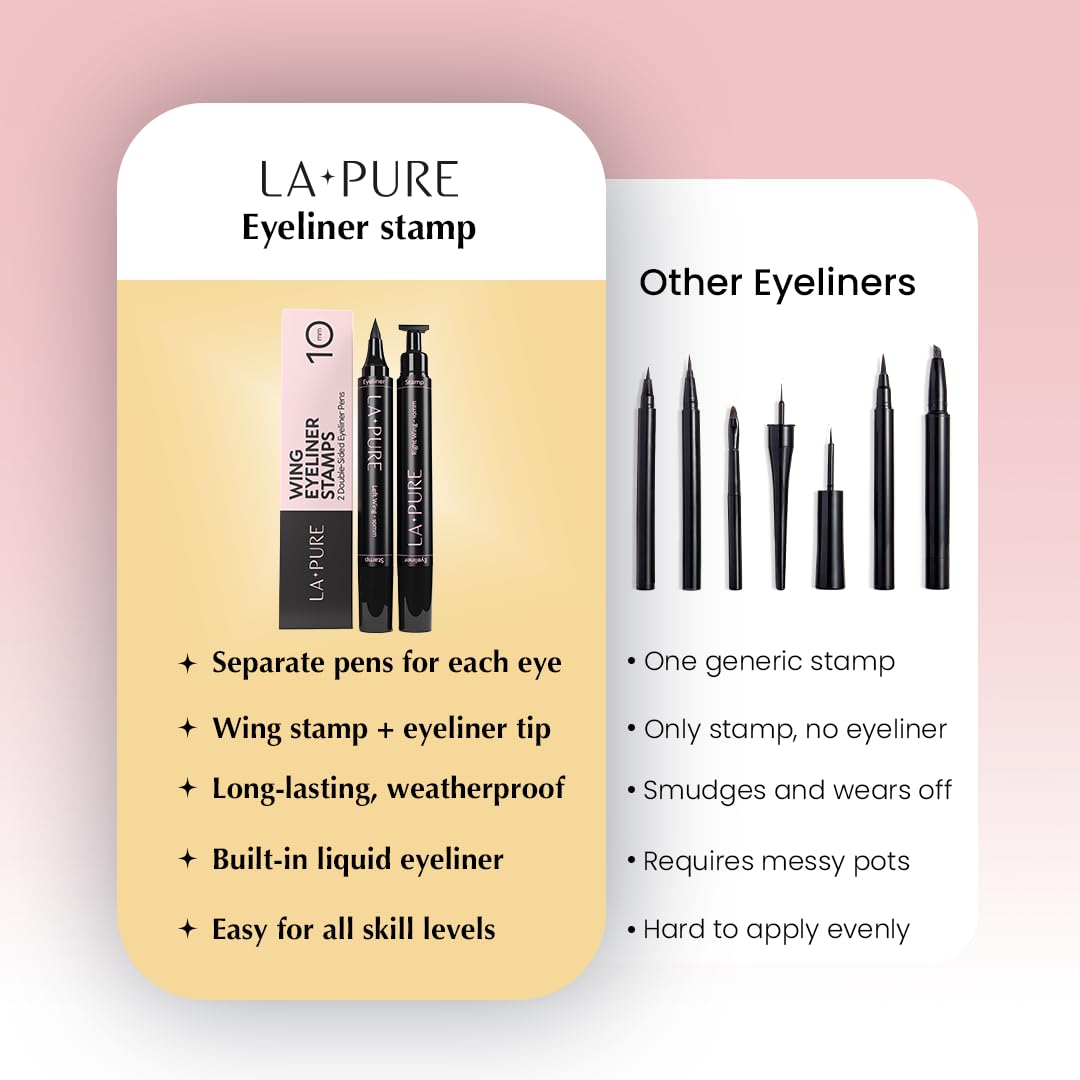 LA PURE ink texture with water droplets showing water-resistant formula benefit