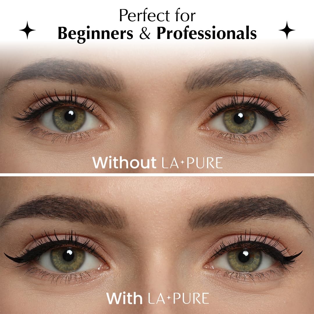 LA PURE finished wing on model eye displaying crisp, smudge-proof result