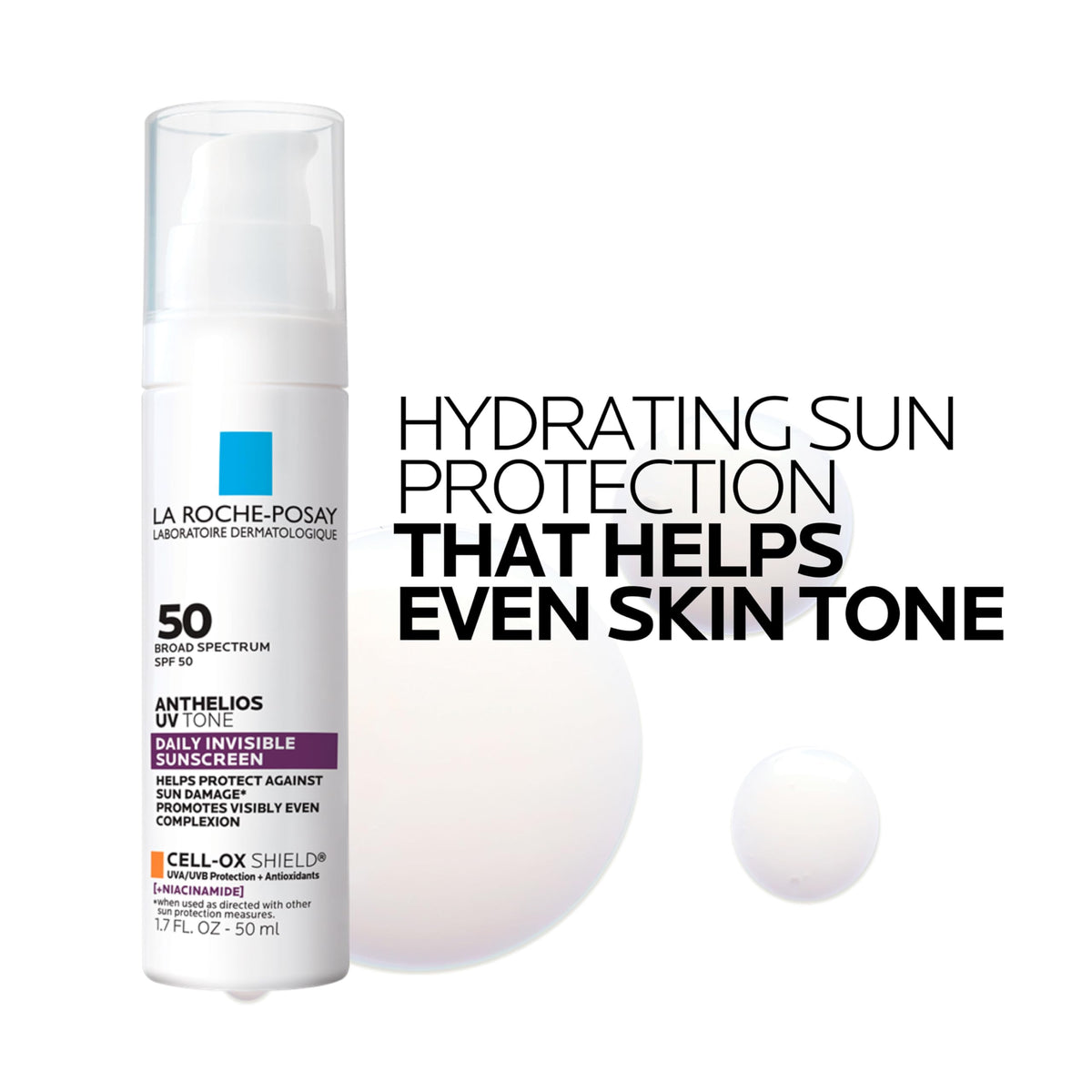 La Roche-Posay before and after on face showing more even-looking tone