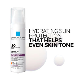 La Roche-Posay before and after on face showing more even-looking tone