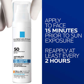 La Roche-Posay tube in hand for size comparison and easy travel benefit