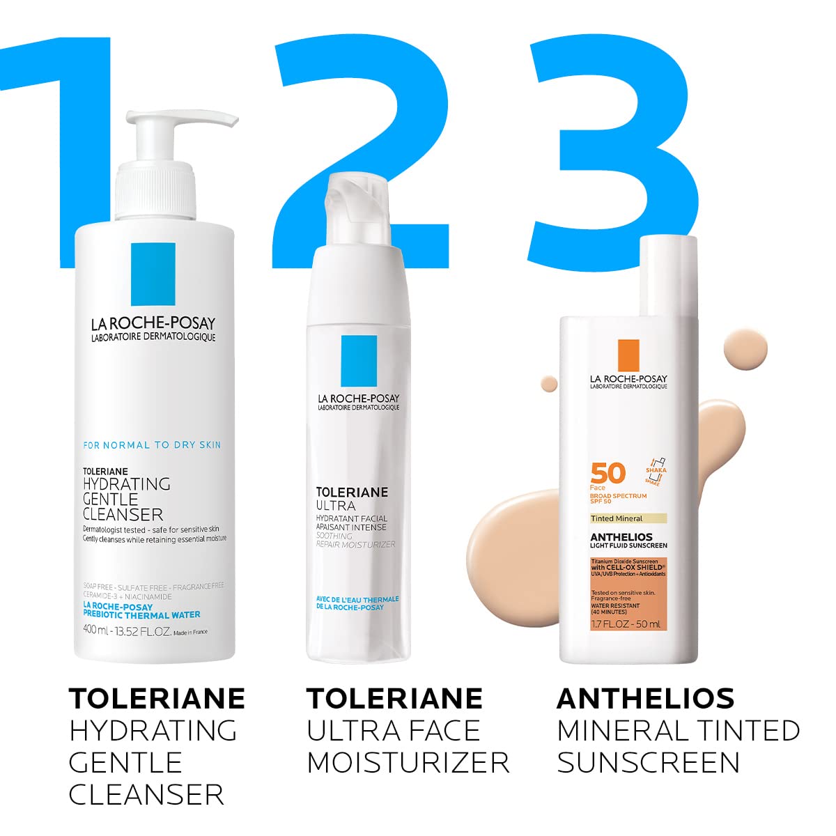 La Roche-Posay sunscreen in a beach setting showing water-resistant protection