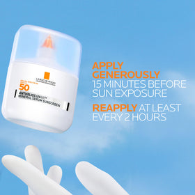 La Roche-Posay applied over facial stubble showing minimal white cast benefit