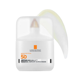 La Roche-Posay front packaging showing compact SPF 50 bottle and benefits