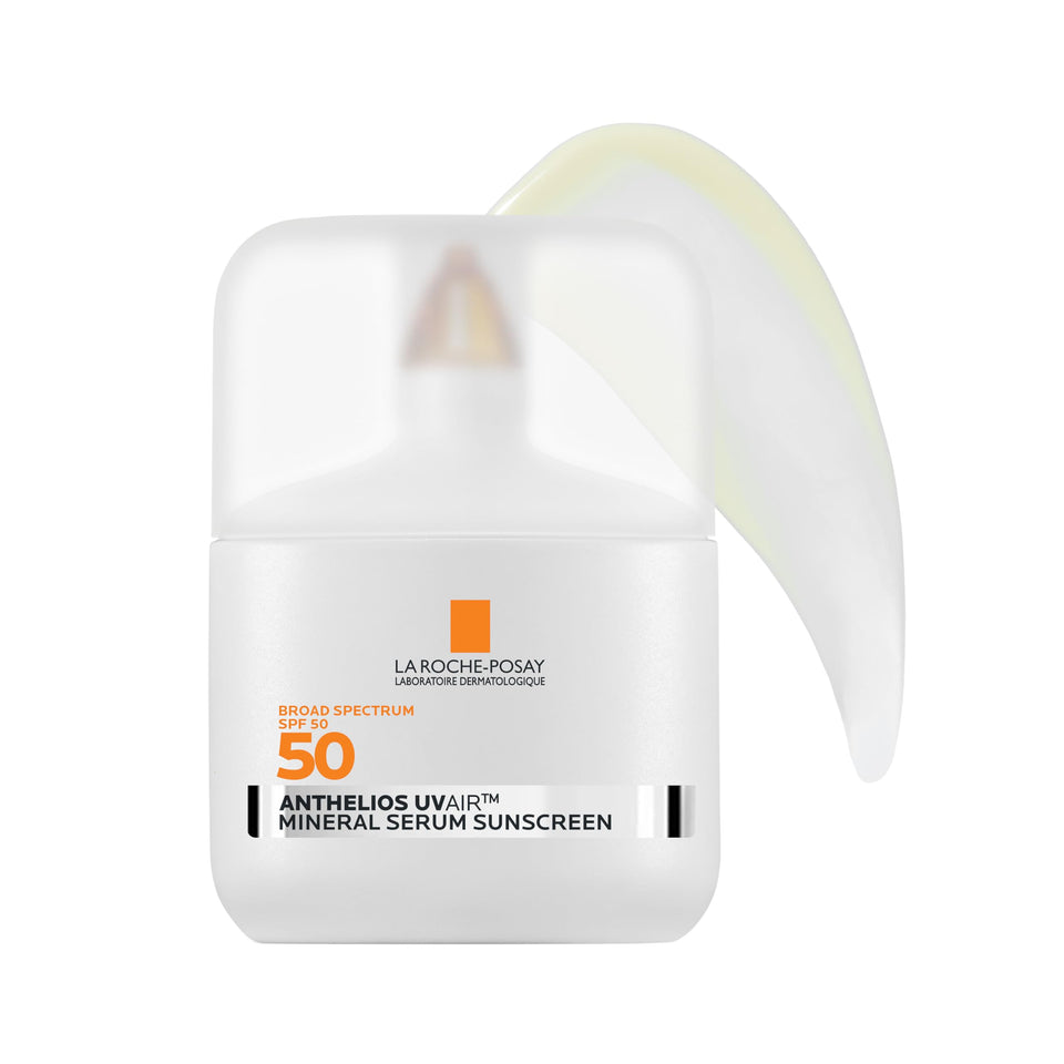 La Roche-Posay front packaging showing compact SPF 50 bottle and benefits
