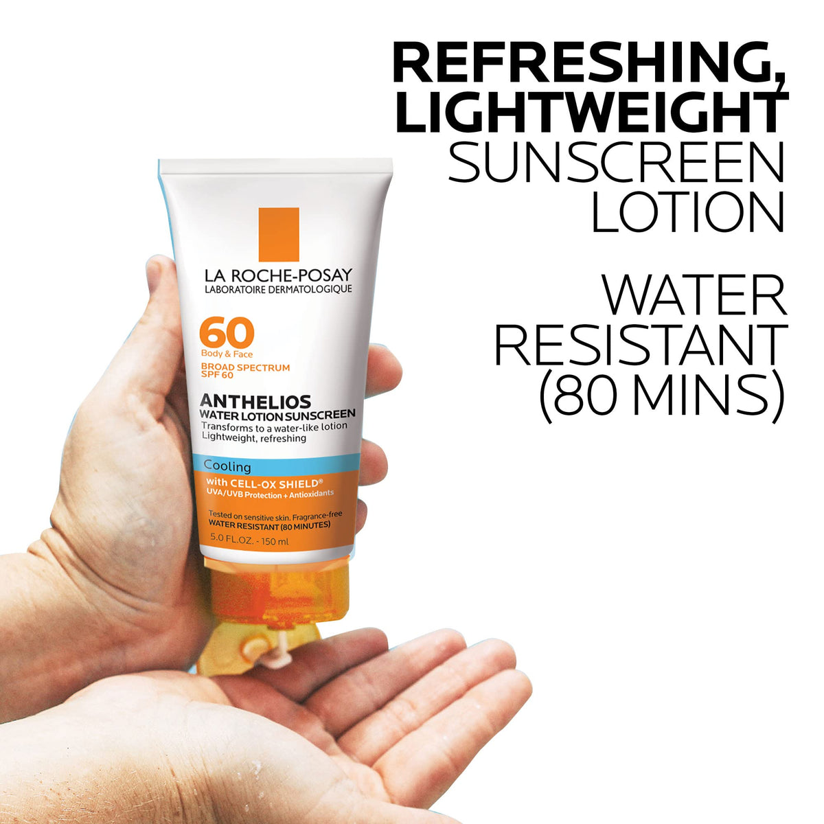 La Roche-Posay watery texture on hand showing fast absorption and cooling