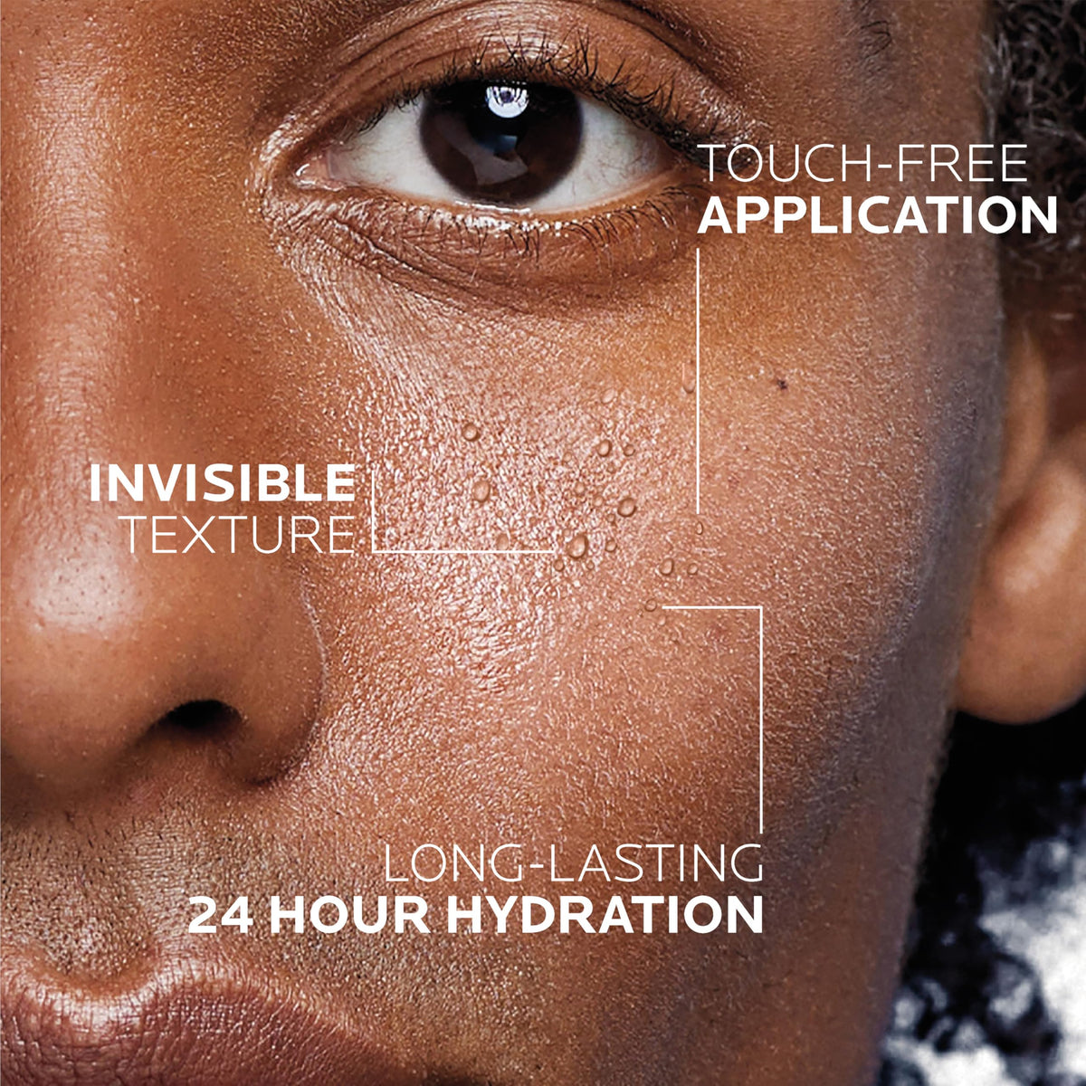 La Roche-Posay spray nozzle detail for touch-free, even application