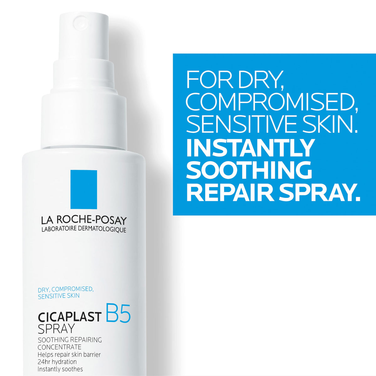 La Roche-Posay spray held in hand to show travel-friendly size