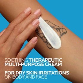 La Roche-Posay 100ml tube next to ruler showing size and travel-friendly benefit