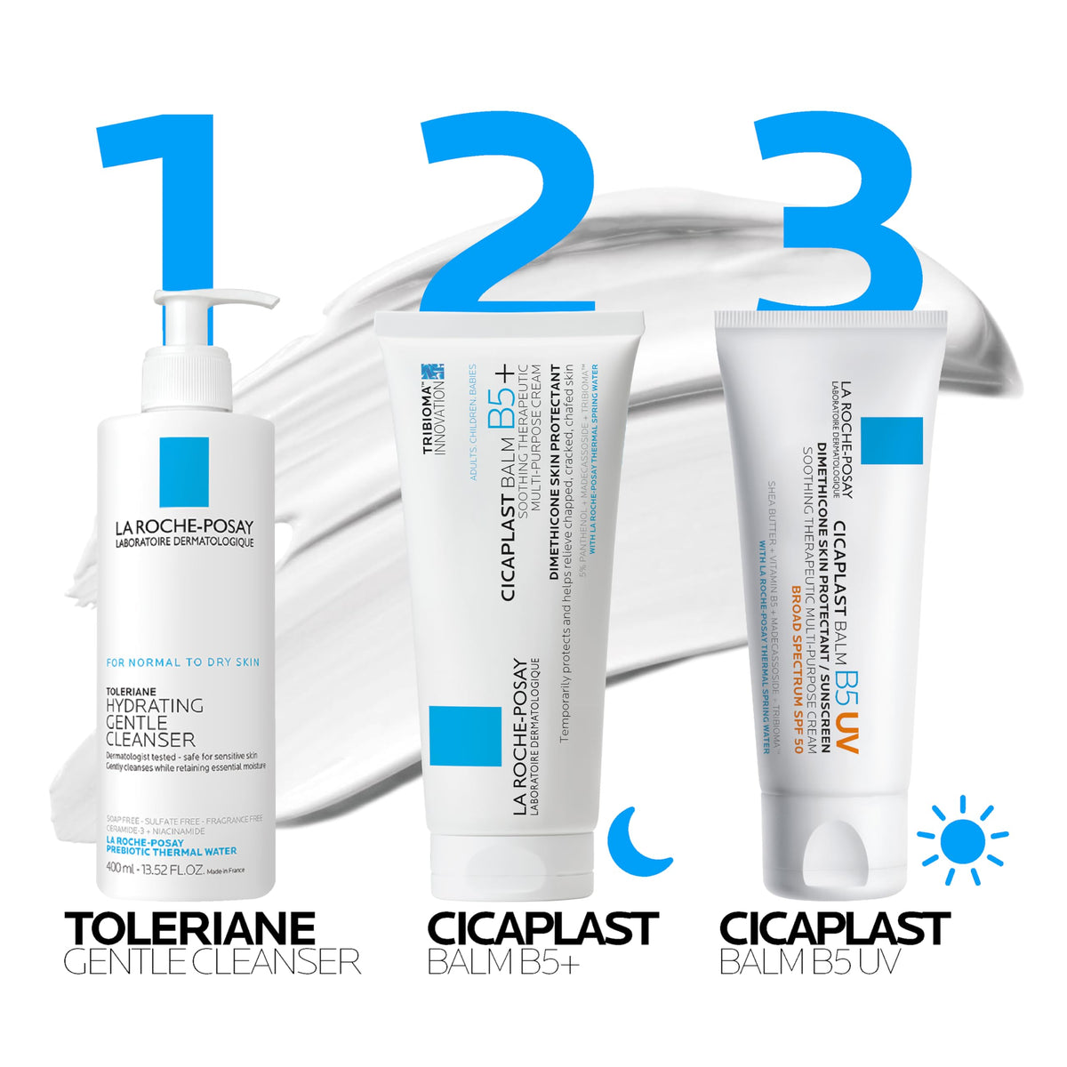 La Roche-Posay applying balm to dry hands to soothe and protect skin