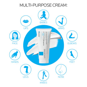 La Roche-Posay opened tube showing creamy balm texture for quick hydration