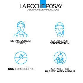 La Roche-Posay close-up label reading fragrance-free and dermatologist-tested assurance