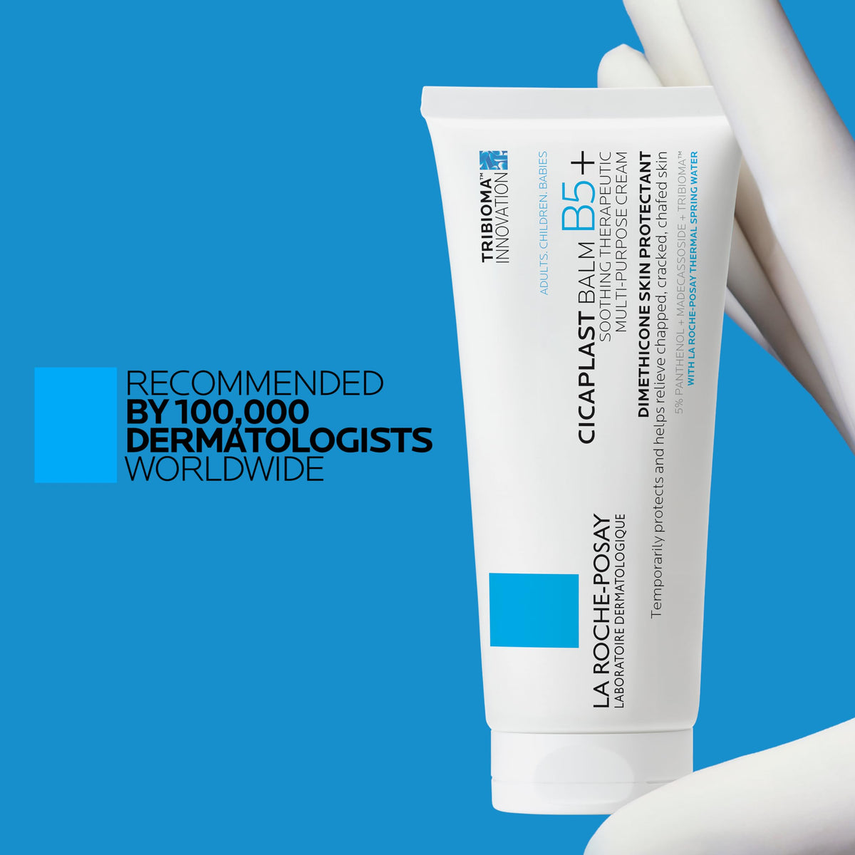 La Roche-Posay in cold-weather outfit protecting skin from wind and dryness