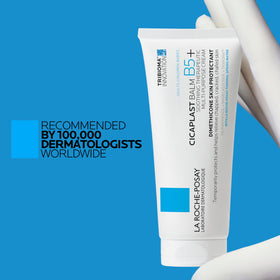 La Roche-Posay in cold-weather outfit protecting skin from wind and dryness