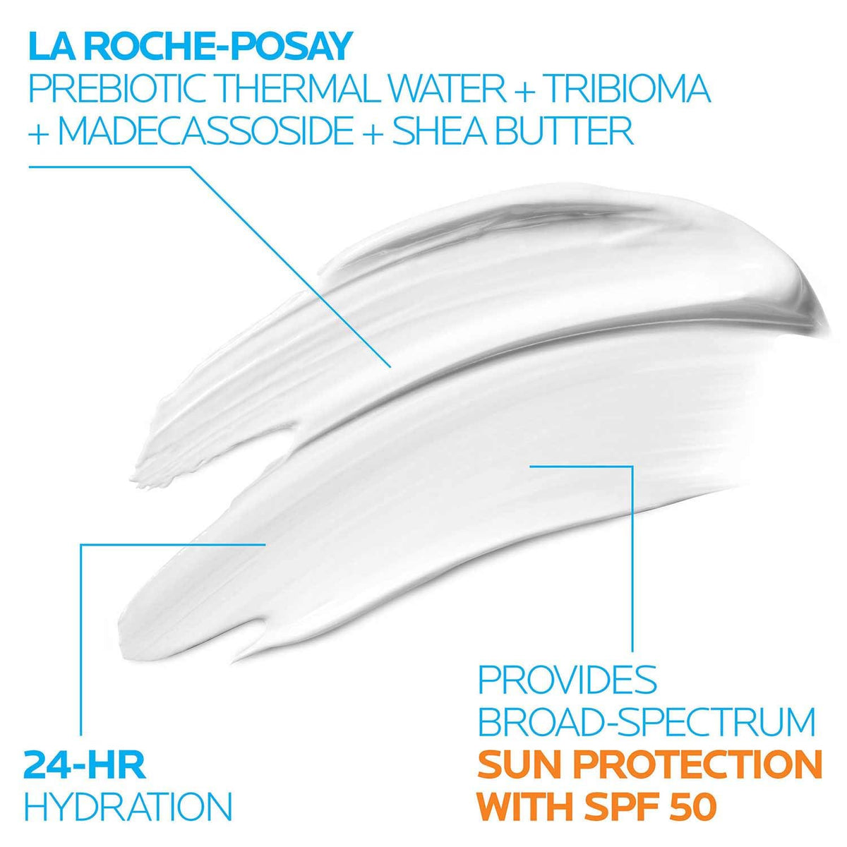 La Roche-Posay texture close-up showing creamy, non-greasy balm for hydration