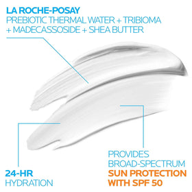 La Roche-Posay texture close-up showing creamy, non-greasy balm for hydration