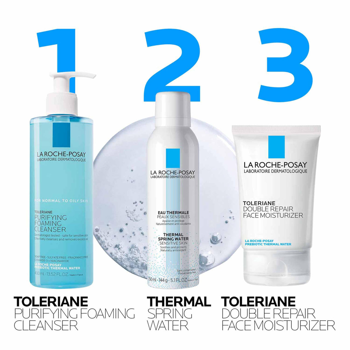 La Roche-Posay cleanser in hand demonstrating gentle application