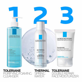 La Roche-Posay cleanser in hand demonstrating gentle application