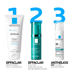 La Roche-Posay gel applied to cheek demonstrating smoothing and targeted treatment