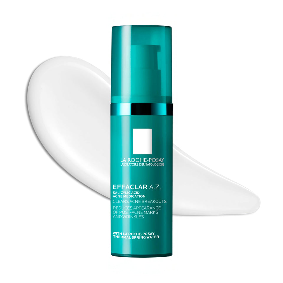 La Roche-Posay Effaclar A.Z. Gel front tube showing packaging and quick benefits