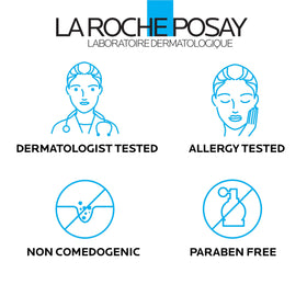 La Roche-Posay on bathroom counter with other skincare illustrating routine use